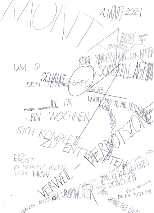 Bl&auml;tter aus der Ausstellung von Tschibbi Wich in THE BOX ab 13.3. 2021  "Jeden Menschen. Weiterfinden" klick Dich durch....